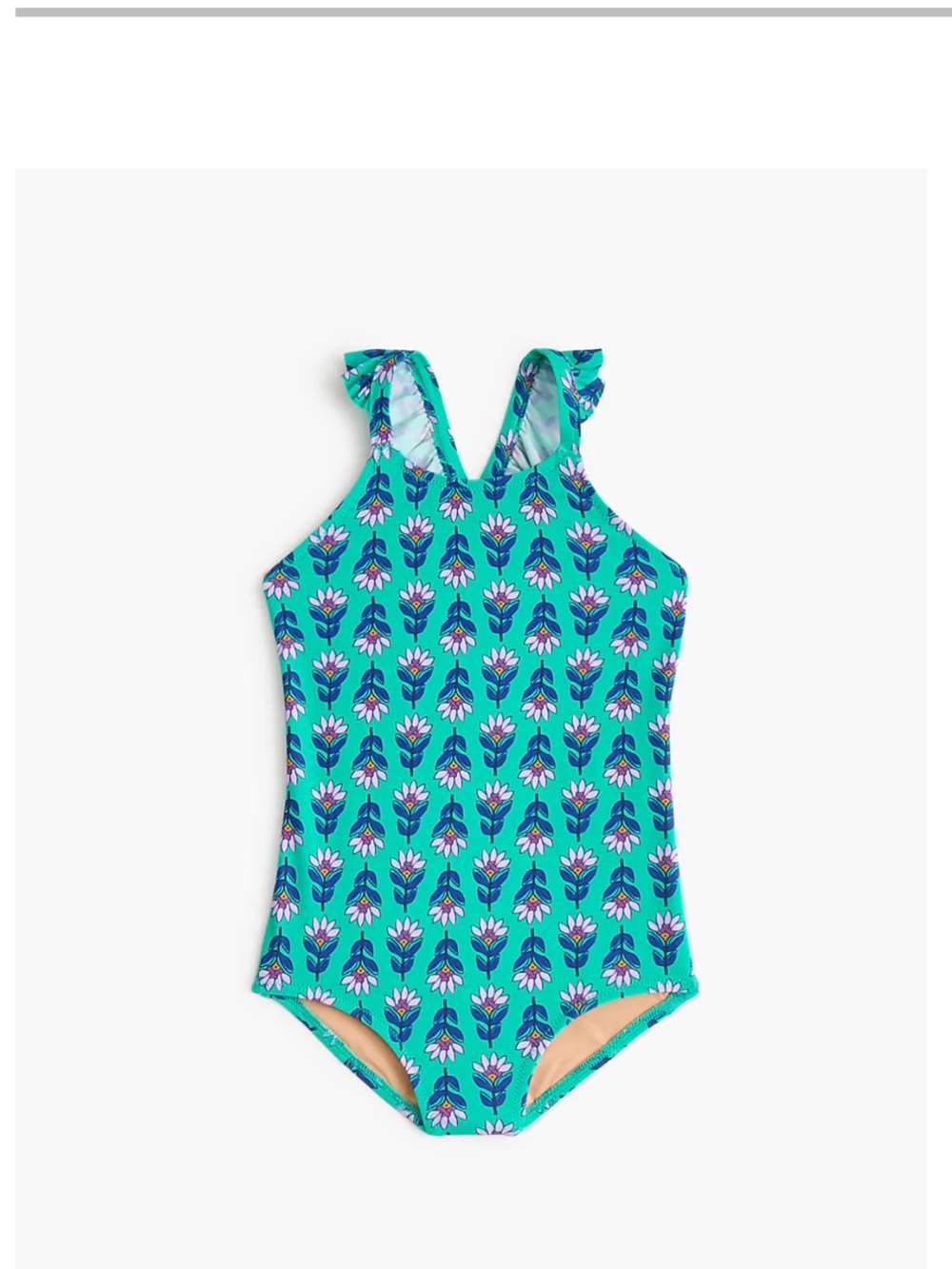 J. Crew Factory Girls' Teal Floral One-Piece Swimsuit